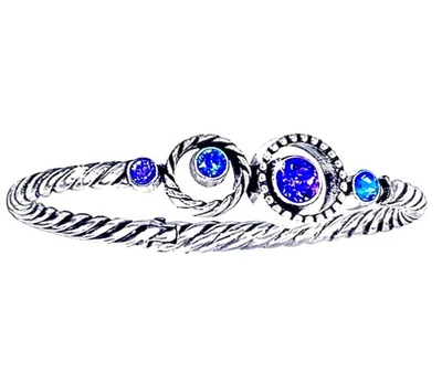 BRIGHTON HALO ТАНЗАНИТ ФИОЛЕТОВЫЙ СИНИЙ ОТТЕНКИ SWAROVSKI КРИСТАЛЛ SLV ШАРНИРНЫЙ БРАСЛЕТ VG + - Изображение 1 из 3