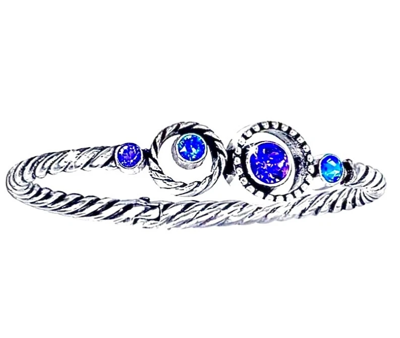 PULSERA CON BISAGRAS BRIGHTON HALO TANZANITA PÚRPURA AZUL TONOS CRISTAL DE SWAROVSKI SLV EN MUY BUENA CONDICIÓN+ Foto 1 de 3