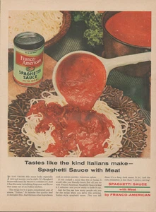 1955 Franco American Spaghetti Sauce Tastes Like The Kind Italians Make Print Ad - Picture 1 of 1