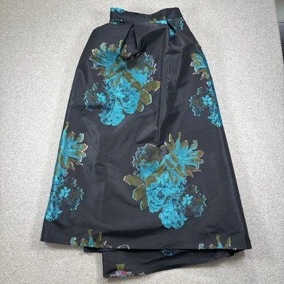 Falda Anthropologie Maeve Ronette Azul Jacquard Floral Midi Línea A 22 W Plus Foto 1 de 4