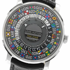 LOUIS VUITTON WATCH Q5D20 ESCALE TIME ZONE WORLD TIME AUTOMATIC GRAY DIAL MEN'S - Picture 1 of 6