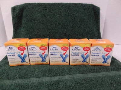 5 BOXES NEW SEALED BOX LIBERTY PERFECT POINT LANCETS 100 COUNT EA. ULTRA FINE - Image 1 of 4