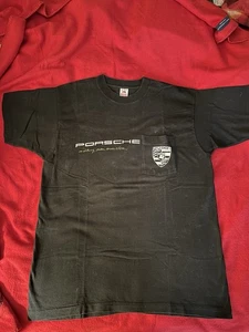 Vintage 90s Black Porsche  T-Shirt w/Pocket  Adult  XL Made in USA - Picture 1 of 6