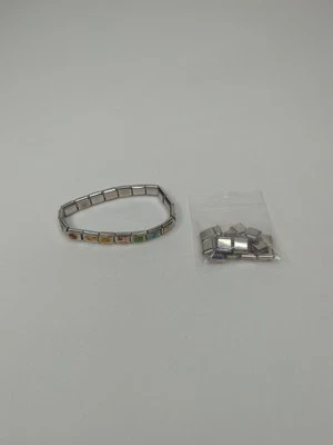 Pulsera Zoppini italiana segmentada mamá elástica con 19 dijes con extras Foto 1 de 4