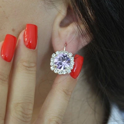 10mm Swarovski Kristall Ohrhänger, Silber, Halo Design, Elegant, Brautschmuck - Bild 1 von 4