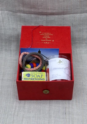 Wellness Gift Box Set of Scented Candle, Soap, Roll beads and Felt Coaster - Image 1 of 2