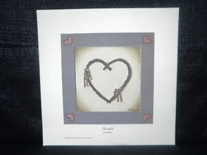 Pat Pearson" Heartfelt" Vintage Folk Heart Lithograph Print  - Picture 1 of 3