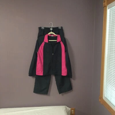 Danskin Now 2-Piece Lightweight Track Workout Suit Lg 12-14 Black & Pink Q - Image 1 of 4