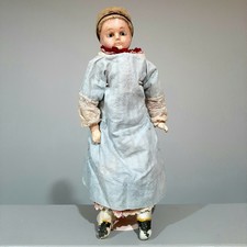 New listing
Early Victorian Wax Over Plaster? Doll Blue Glass Eyes Antique 1800s Mohair Old