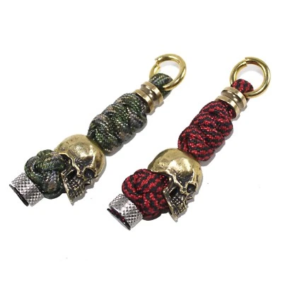 2 УПАКОВКИ Paracord нож ремень с латуни череп бусина тактические ремешки цепочки для ключей - Изображение 1 из 4