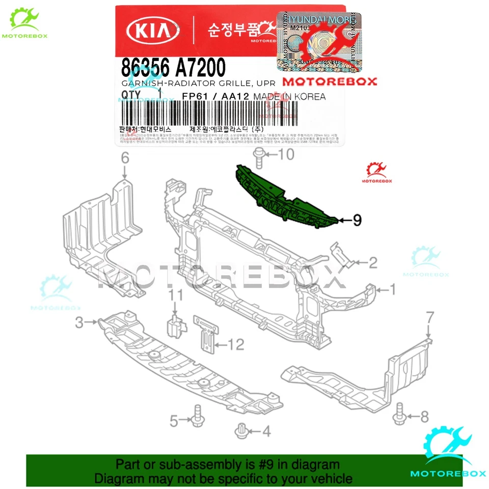 ✅Genuino✅ Decoración Rejilla Radiador Cubierta Superior 14-17 Kia Forte 5/Koup 86356A7200 Foto 1 de 1