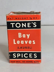 Vintage 1950's Tone's Bay Leaves Spice Box One Ounce - Picture 1 of 6