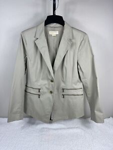 MICHAEL KORS Womens Stone Beige Khaki Size 14 Preppy Professional Blazer Jacket