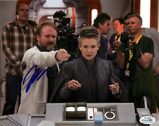 Rian Johnson Signed Star Wars 8x10 Photo w Carrie Fisher EXACT Proof ACOA Knives