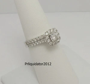1CT Natural Diamond Halo Frame Engagement Wedding Ring Bridal Set 10K White Gold - Picture 1 of 15