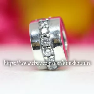 Authentic Clear Sparkling Row Clip Sterling Silver 791972CZ Clip Charm - Picture 1 of 5