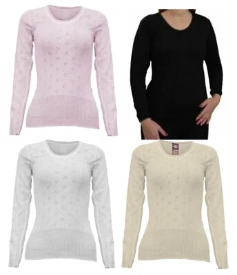TOP LINEN Ladies Snowdrop Thermal Vest - Women Winter Warmer Long Sleeve Thermal Tops