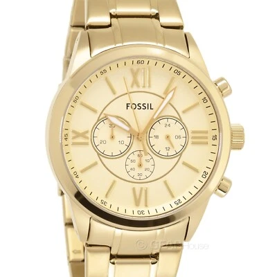 FOSSIL Flynn Mens Chronograph Watch, Gold Dial, Stainless Steel Band, BQ1128 - Image 1 of 4