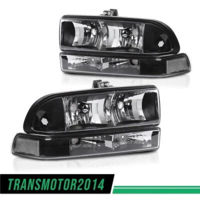 Fit For 98-05 Chevy Blazer 1998-2004 Chevy S10 Pickup Headlights + Bumper Lamps - Image 1 of 4
