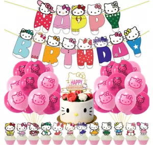 Hello Kitty Birthday Banners, Hello Kitty Balloons, Hello Kitty Birthday Decorat - Picture 1 of 9