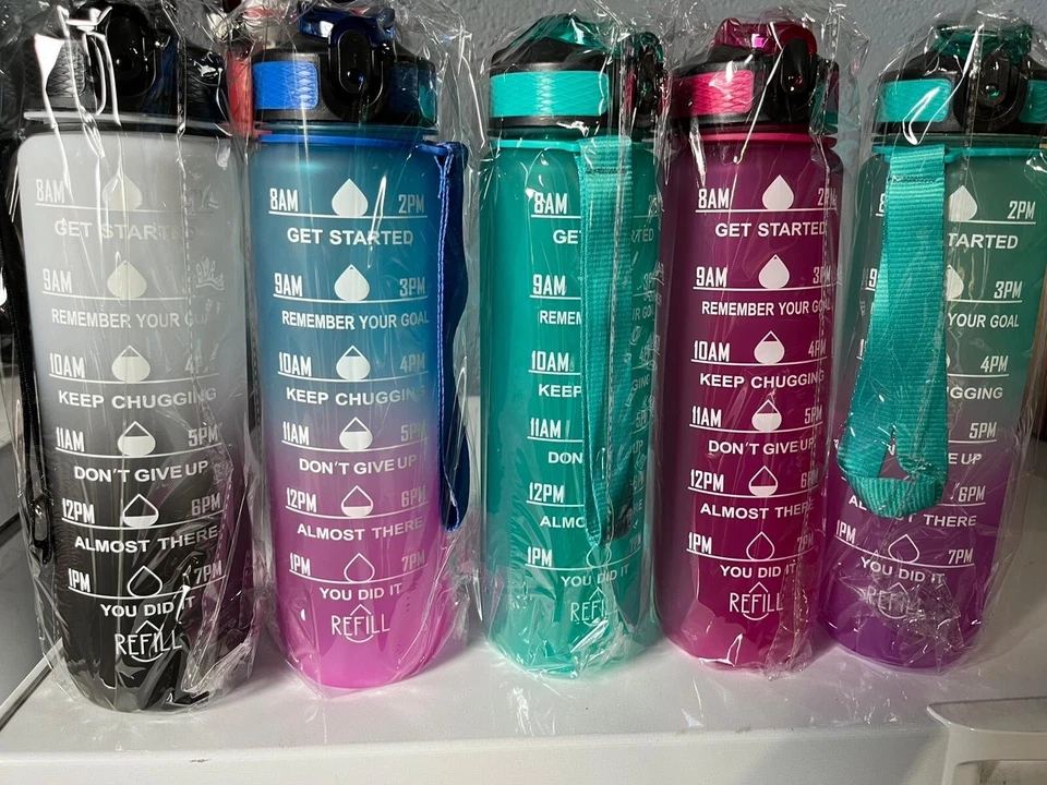 Sports Motivational Drinking Water Bottle With Time Marker 32 Oz BPA Free - Image 1 of 1