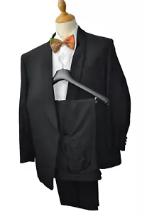 SMOKING Anzug SCHURWOLLE Gr.54 XL DINNERJACKET SCHALKRAGEN HOSE + GALON SCHWARZ - Bild 1 von 15