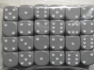 NEW Dice Set of 24 D6 -14 mm Opaque Gray w/White Ink - Picture 1 of 1