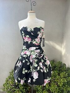 Vgt Mini Cocktail Dress Black Pink Floral Sm Positively Ellyn NWT