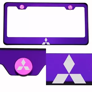 Candy Purple License Frame T304 Stainless Steel Laser Engraved Mitsubishi Logo - Bild 1 von 11
