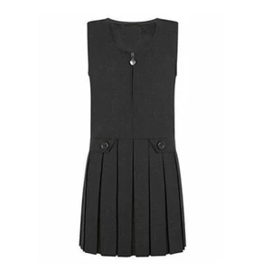 Box Zip Pinafore Plissee grau Mädchen Schuluniform Kleid - Bild 1 von 1