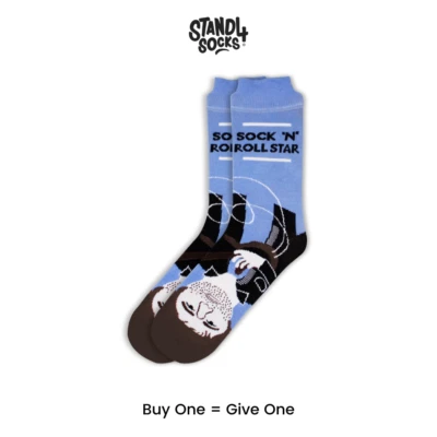 STAND4 SOCKS Noel Gallagher Socks - Blue Cotton | Calf Sock | Arch Support | Famous | Rock