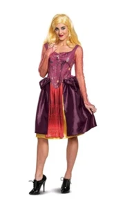 Adult Disney Hocus Pocus Sarah Sanderson Witch Halloween Costume w/wig L (12-14) - Picture 1 of 7