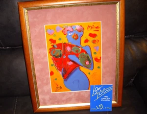 PETER MAX Fan Dancer - Franklin Mint Porcelain Plaque Original Frame - Picture 1 of 4