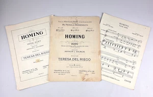 Sheet Music Homing Song Arthur L Salmon Teresa Del Riego Antique 1917 1927 Piano - Picture 1 of 6