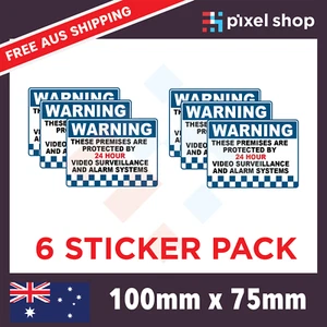 Warning Video Surveillance Alarm Sign 6 Sticker Set 100mm x 75mm Public Decal - Picture 1 of 2