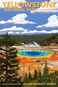 Wall Art Print Yellowstone National Park - Grand Prismatic Spring by Lantern ... - Picture 1 of 3