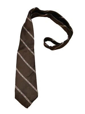 Vintage Botany 500 100% Silk Tie Men's Necktie Brown Lavender Stripe 54" X 3" - Image 1 of 4