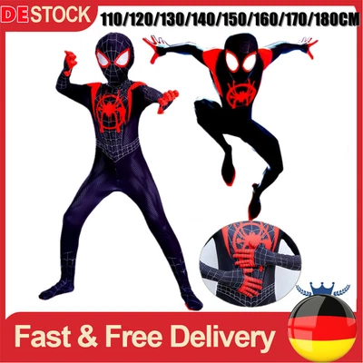 MARKENLOS Karneval Spiderman Cosplay Kostüm Miles Morales Kinder/Herren Anzug Kids Outifit