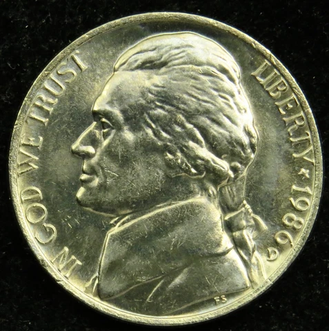 1986 D Uncirculated Jefferson Nickel BU Five Full Steps 5FS (C01) Cover