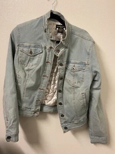Baby Phat 90s Y2K Light Wash Fitted Stretch Denim Jacket Pockets Size L - Picture 1 of 6