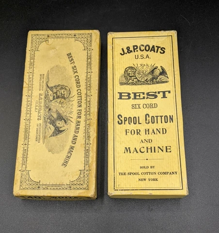 Vintage J & P COATS Advertising Empty Machine Sewing Size Cord Thread Spool BOX Cover