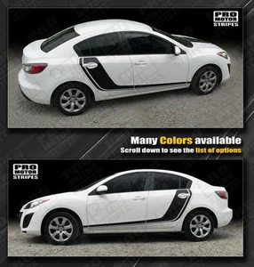 Mazda 3 2009-2013 Rally Racing Side Hockey Door Stripes Decals (Choose Color) - Picture 1 of 2