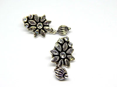Zircon Flower Earring Studs 925 Sterling Silver Wedding Studs Vintage Earring - Изображение 1 из 4