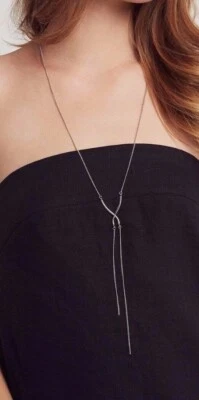 NUEVO CON ETIQUETAS BCBGeneration Metal Bling "X" Colgante Plata Capas Collar 26" Largo Foto 1 de 4