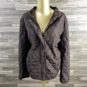 NORTHCREST Snap & Zip Up Brown Quilted Jacket Women's Size Large 14 / 16 - Picture 1 of 11