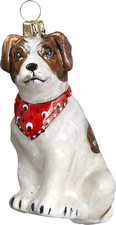 Parsons Jack Russell Terrier Bandana Dog Polish Glass Christmas Ornament