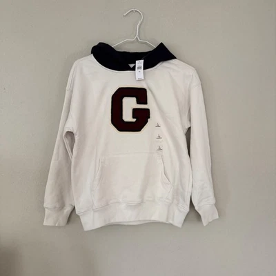 NWT Gap Kids White Hoodie with Applique Logo Preppy Academia Boys Large/10 - Image 1 of 4