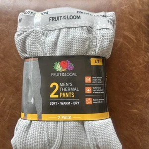 2-Pack FRUIT of the LOOM Men’s L (36-38) Thermal Pants Waffle • Light Grey - Picture 1 of 3