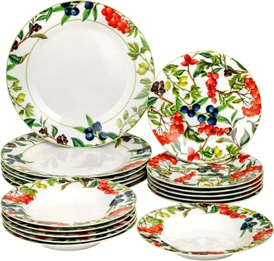 Servizio Di Piatti Da 18 Pezzi in Porcellana E Gres, Servito Da Tavolo Colorato  - Immagine 1 di 4