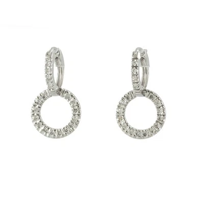 Pendientes de aro Huggie colgantes de diamantes de oro blanco de 14 k 0,17 quilates I SI1 2,7 g Foto 1 de 4